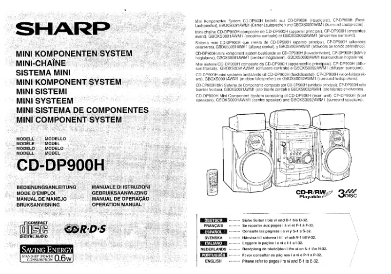 Page 1 of the manual User Manual Sharp CD-DP900H