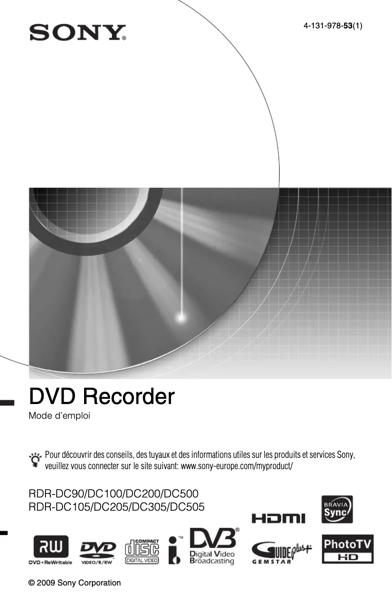 Page 1 of the manual User Manual Sony RDR-DC305