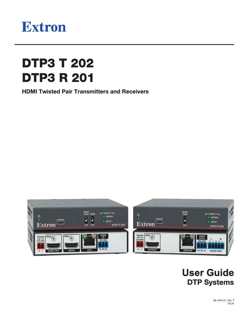 Page 1 of the manual User Manual Extron DTP3 R 201