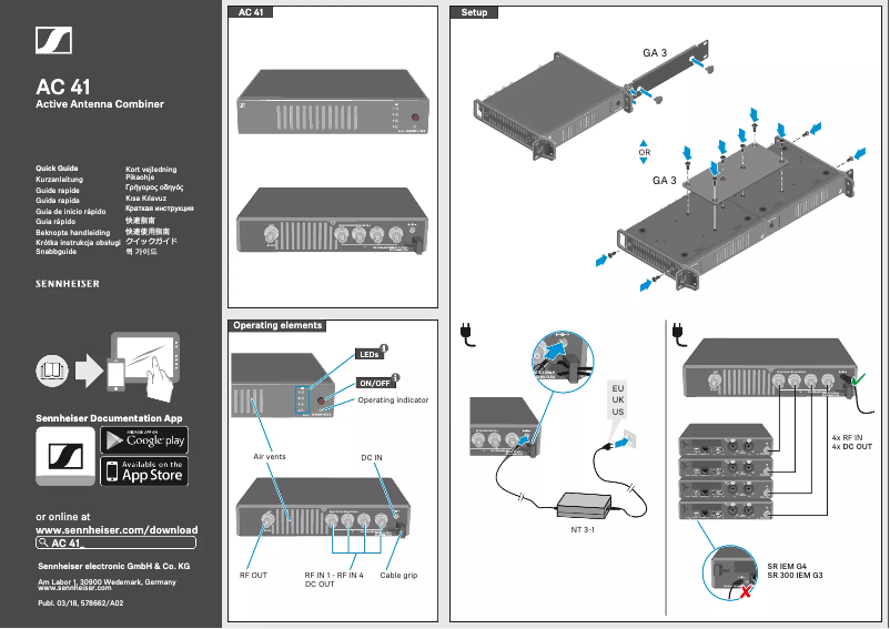 Page 1 of the manual User Manual Sennheiser AC 41