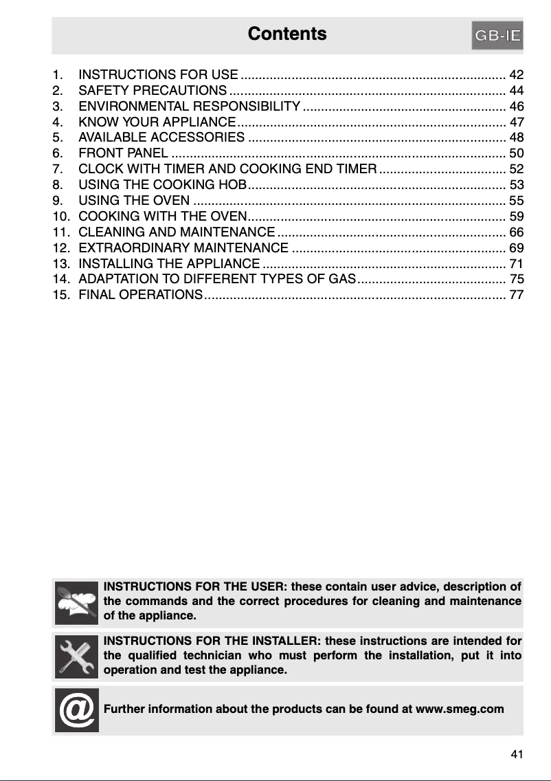 First page image of the manual for CO61GMA
