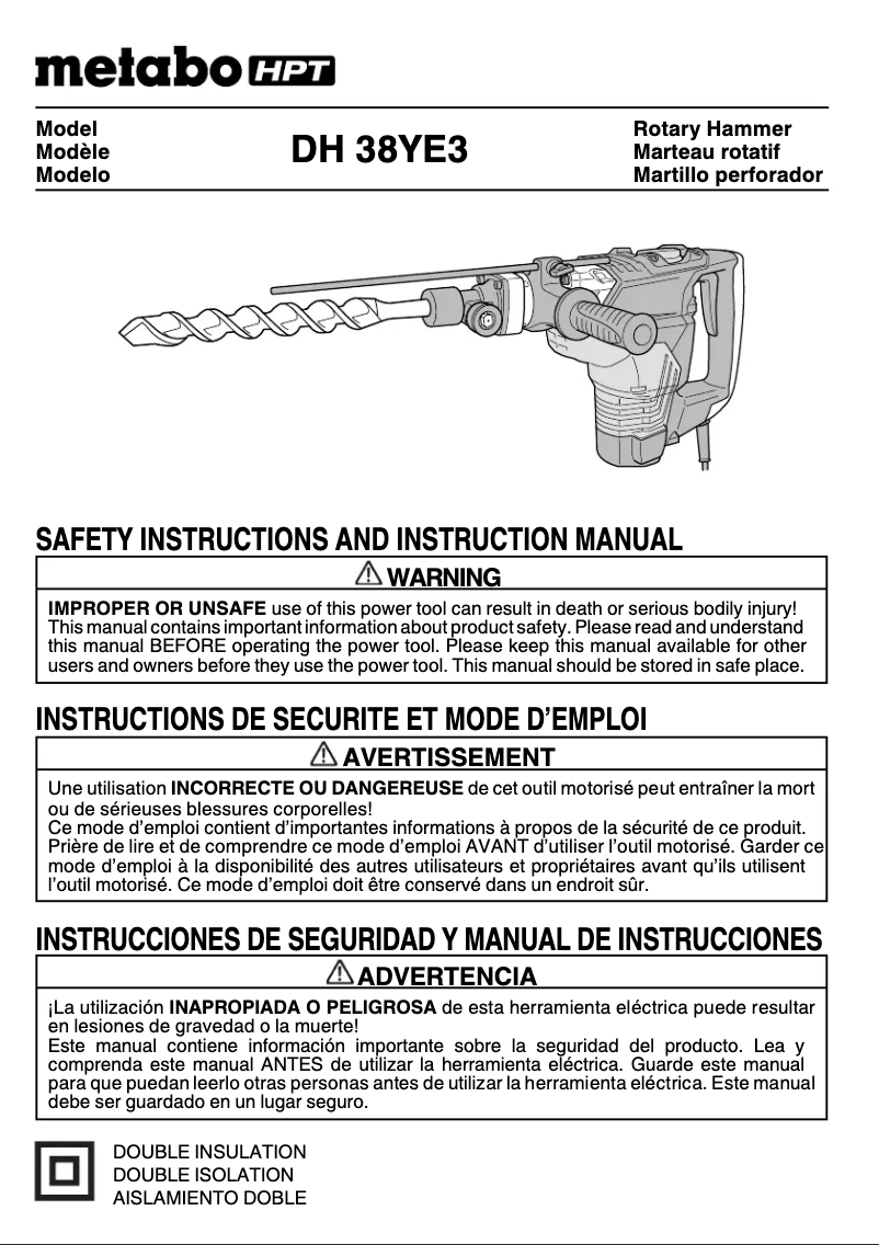 First page image of the manual for DH38YE3
