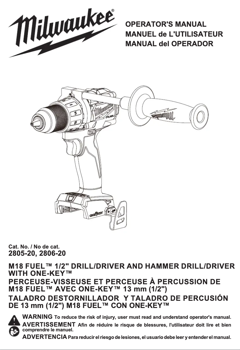 Page 1 of the manual User Manual Milwaukee 2806-22