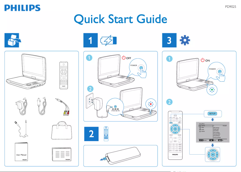 Page 1 of the manual Quick Start Guide Philips PD9025