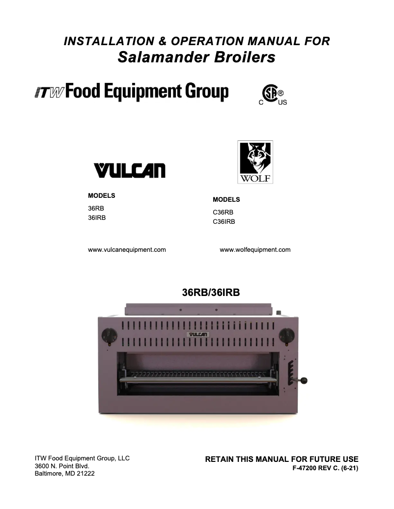 First page image of the manual for 36IRB