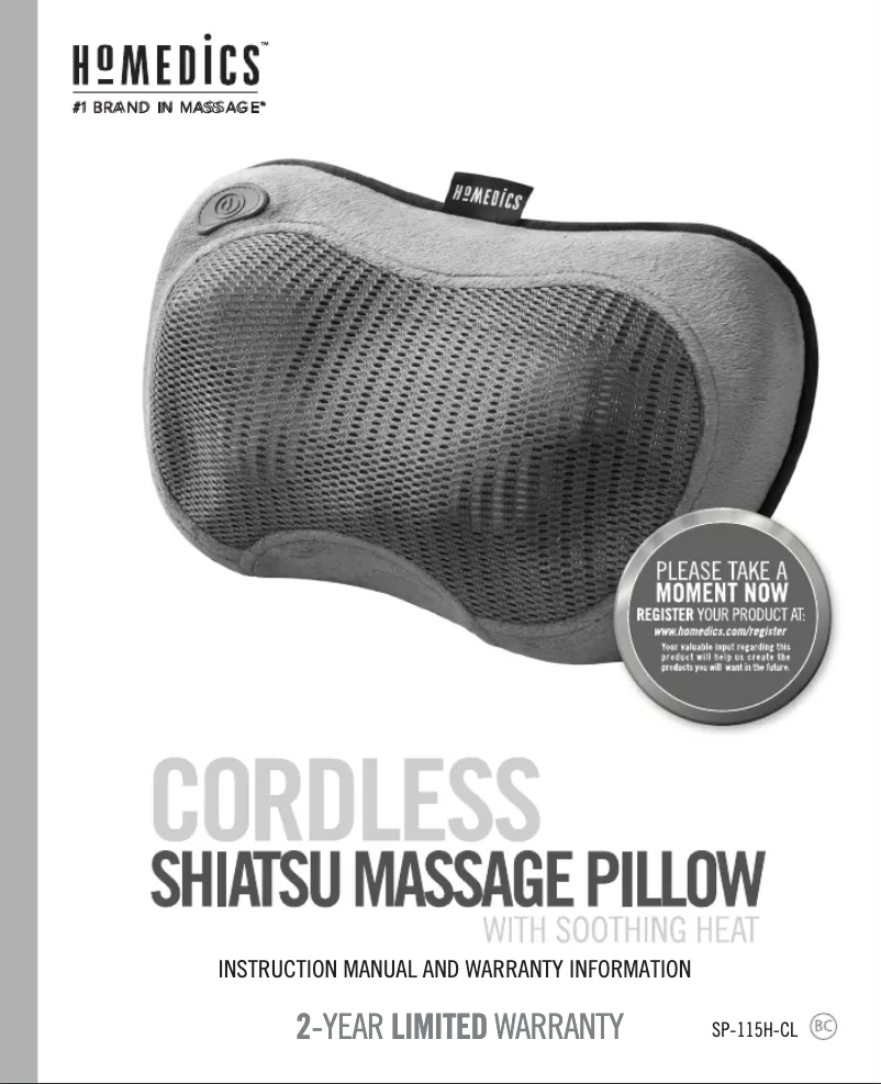 Page 1 of the manual User Manual Homedics SP-115HJ