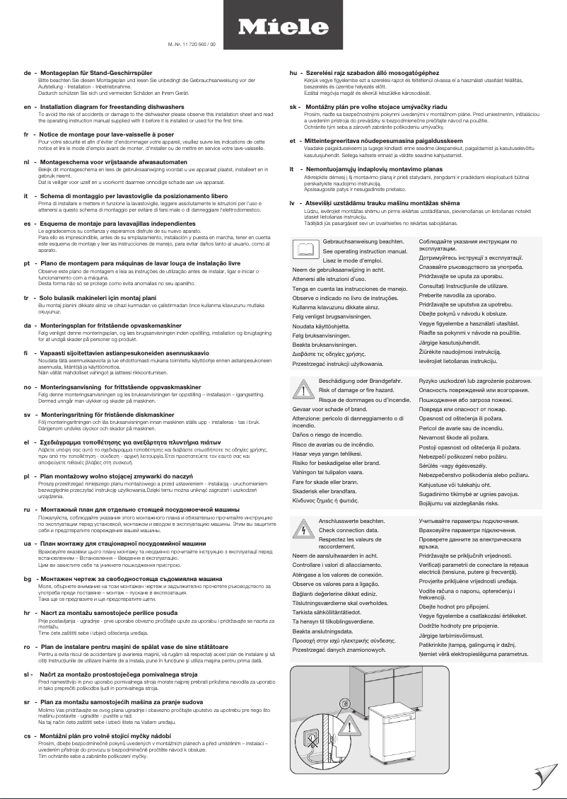 Page 1 of the manual Instructions / Assembly Miele G 5000 SC Active