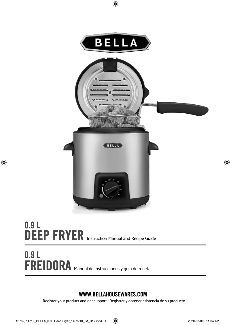 Page 1 of the manual User Manual Bella 0.9L Deep Fryer