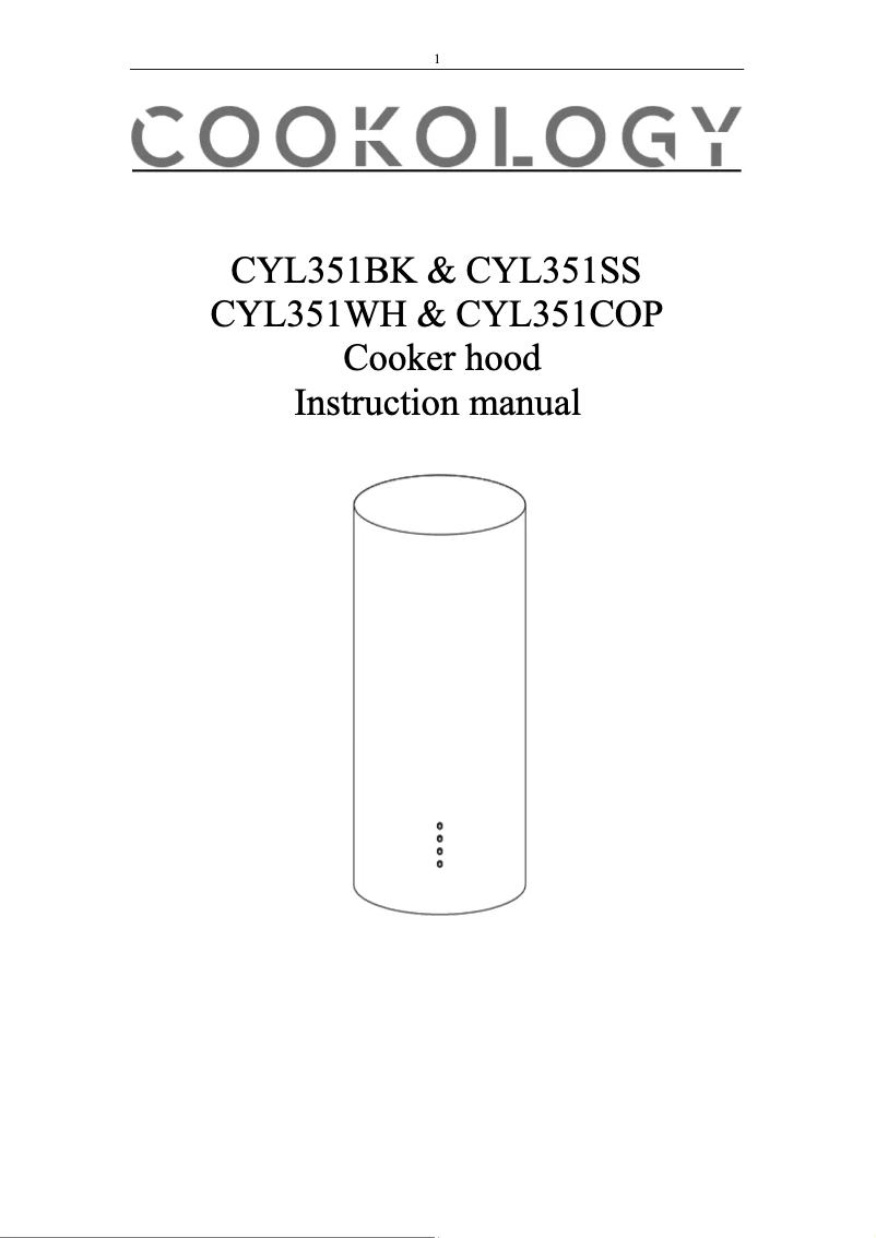 Page 1 of the manual User Manual Cookology CYL351WH