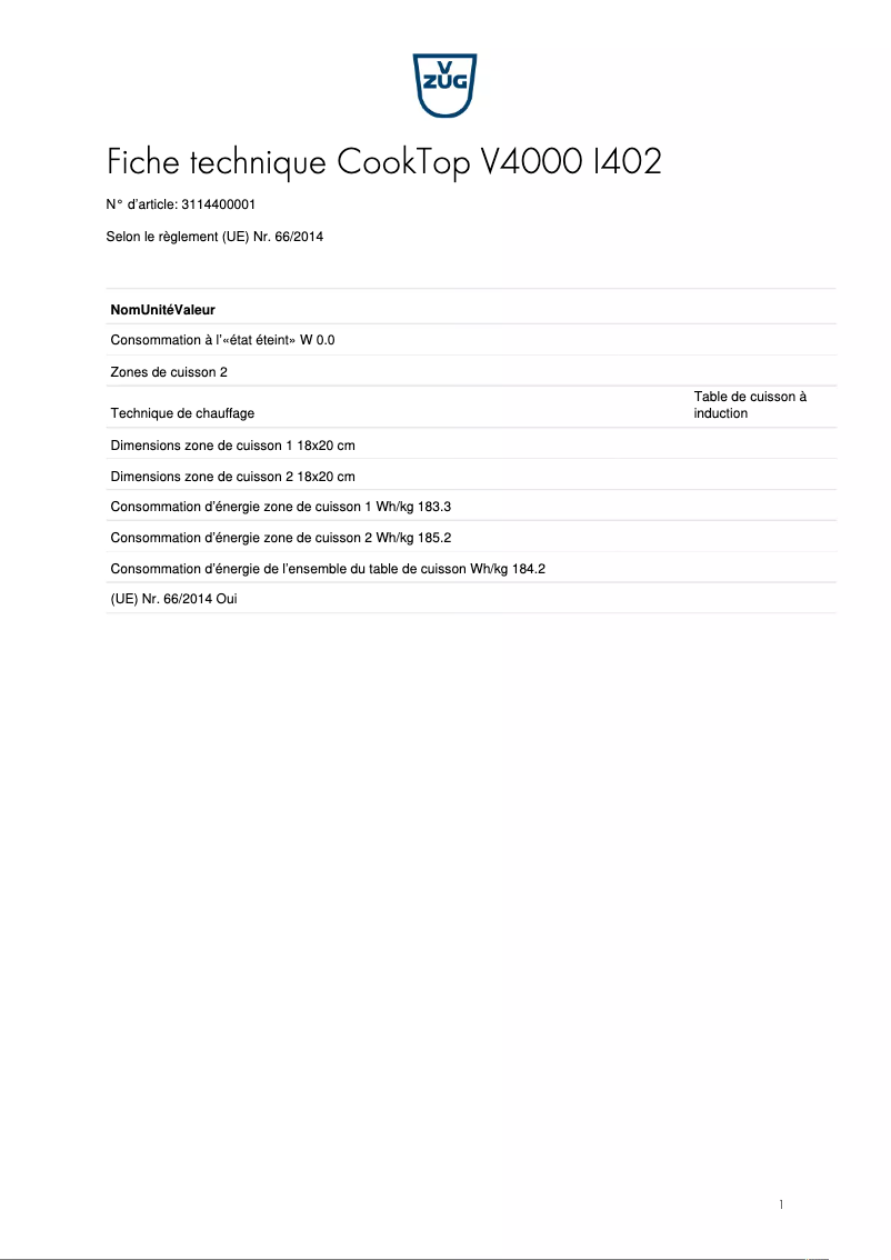 First page image of the manual for CookTop V4000 I402