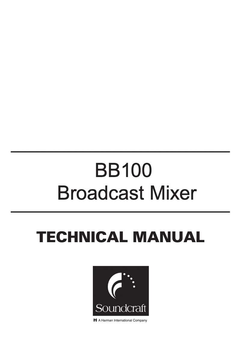 Page 1 of the manual User Manual Soundcraft BB100