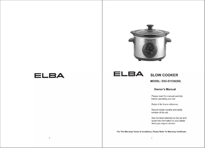 Page 1 of the manual User Manual Elba ESC-D1538(SS)