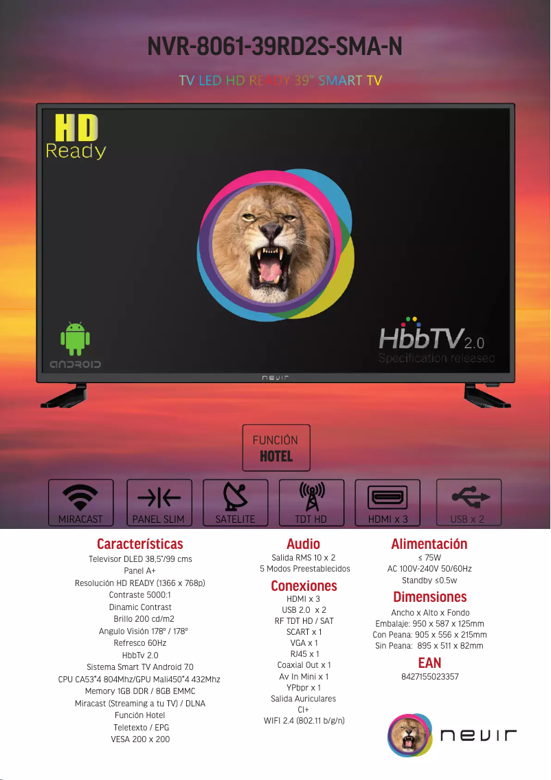 Page 1 of the manual Brochure Nevir NVR-8061-39RD2S-SMA-N