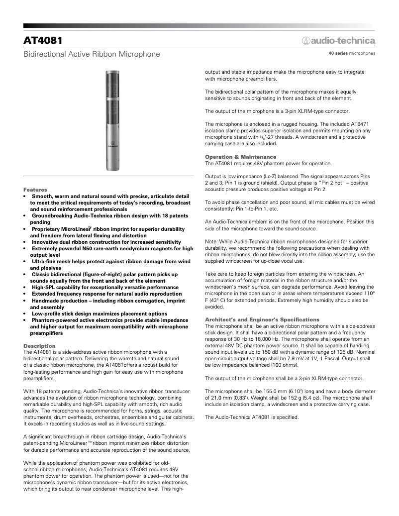 Image de la première page du manuel de l'appareil AT4081