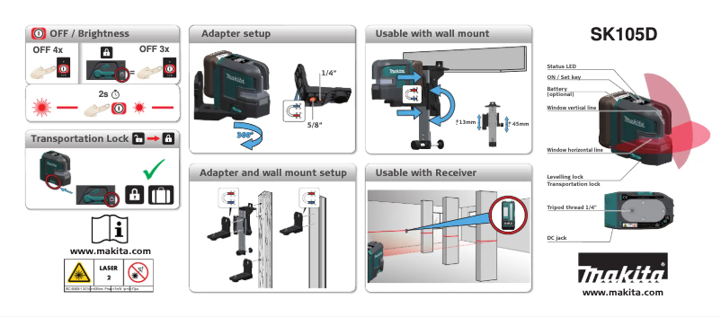 Page 1 of the manual User Manual Makita SK105DZ