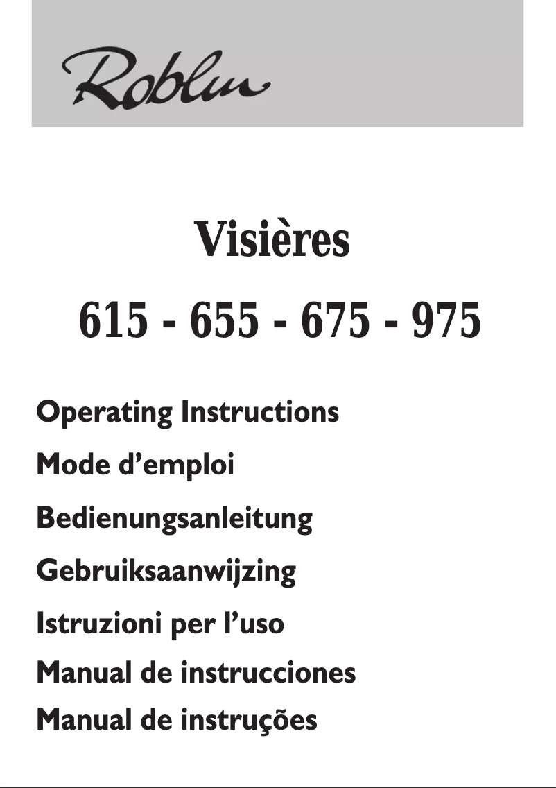 First page image of the manual for Visières 655