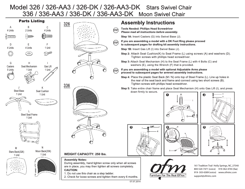 Page 1 of the manual User Manual OFM Stars Swivel