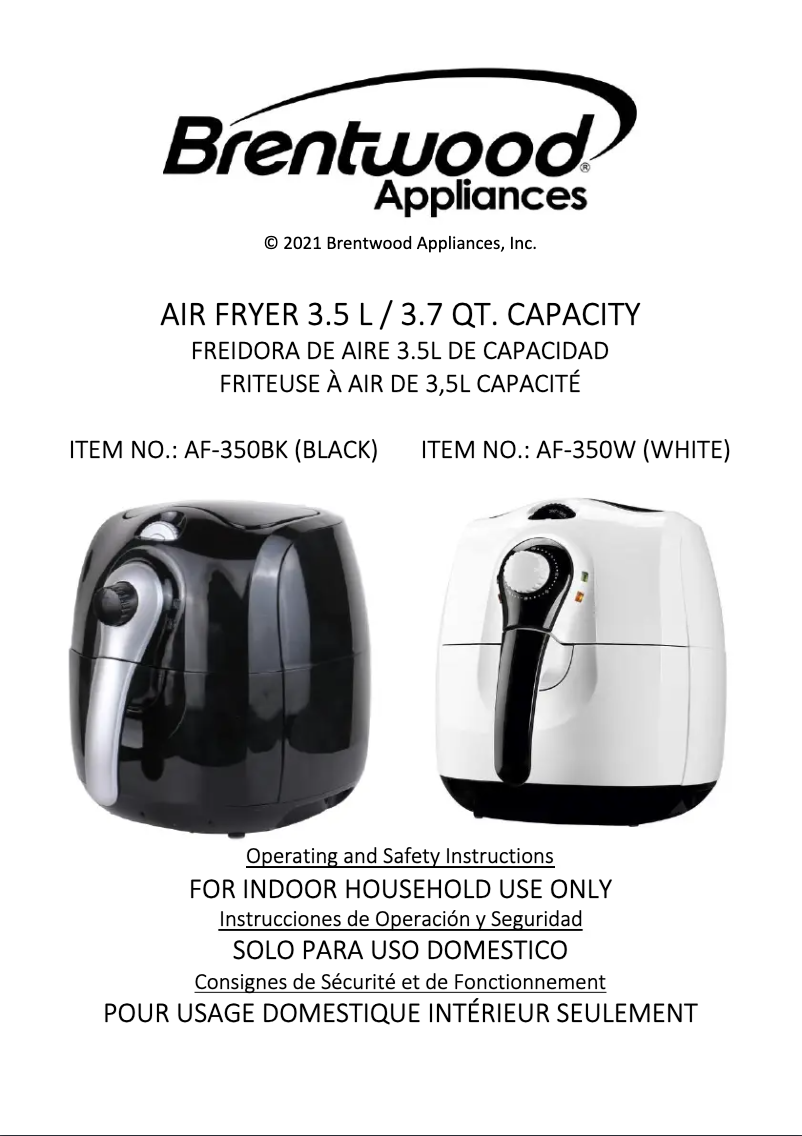 Page 1 of the manual User Manual Brentwood AF-350BK