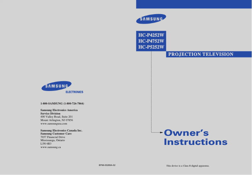 Page 1 of the manual User Manual Samsung HC-P4752W