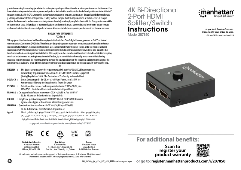 First page image of the manual for 207850