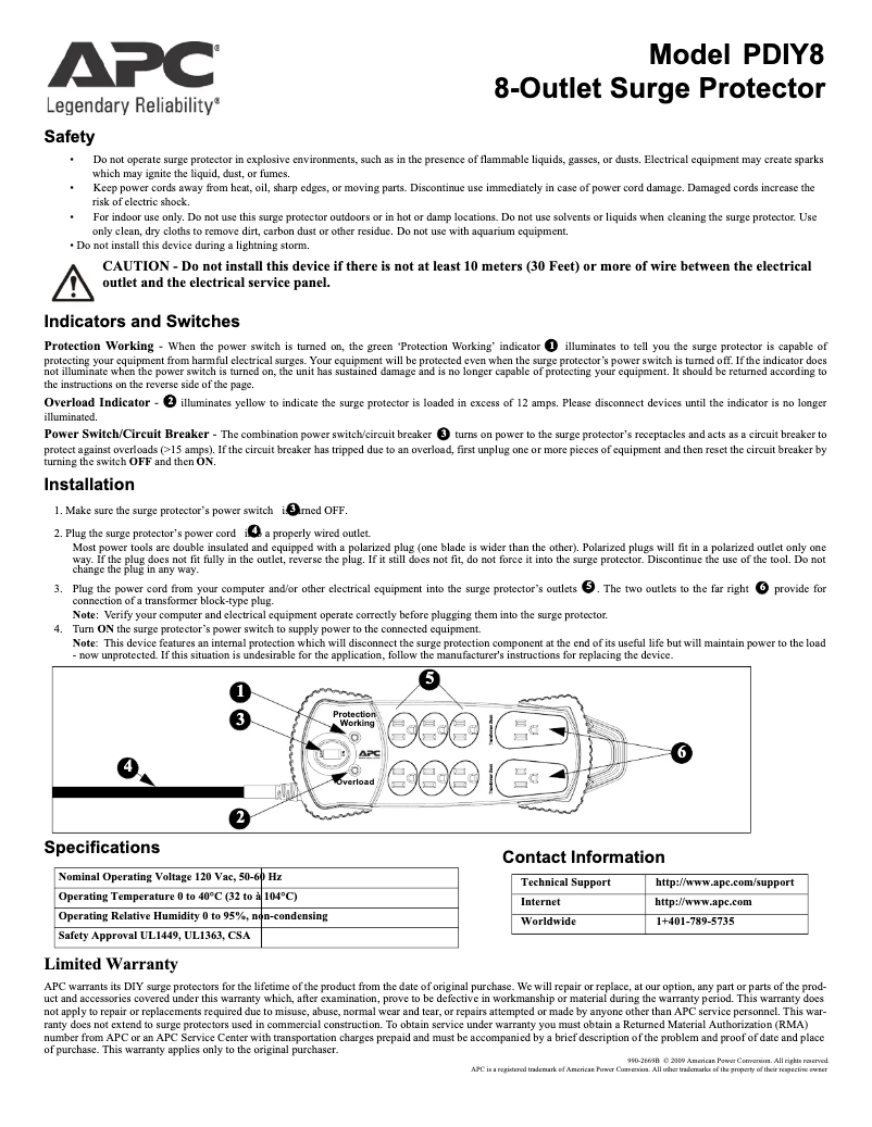 Page 1 of the manual User Manual APC SurgeArrest Essential PDIY8