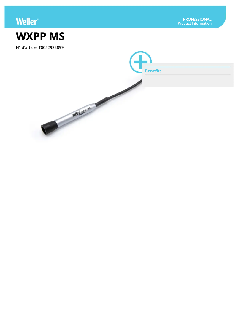 Page 1 of the manual Technical Sheet Weller WXPP MS