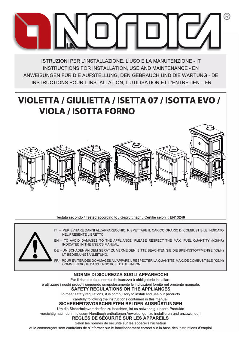 Page 1 of the manual User Manual La Nordica Viola