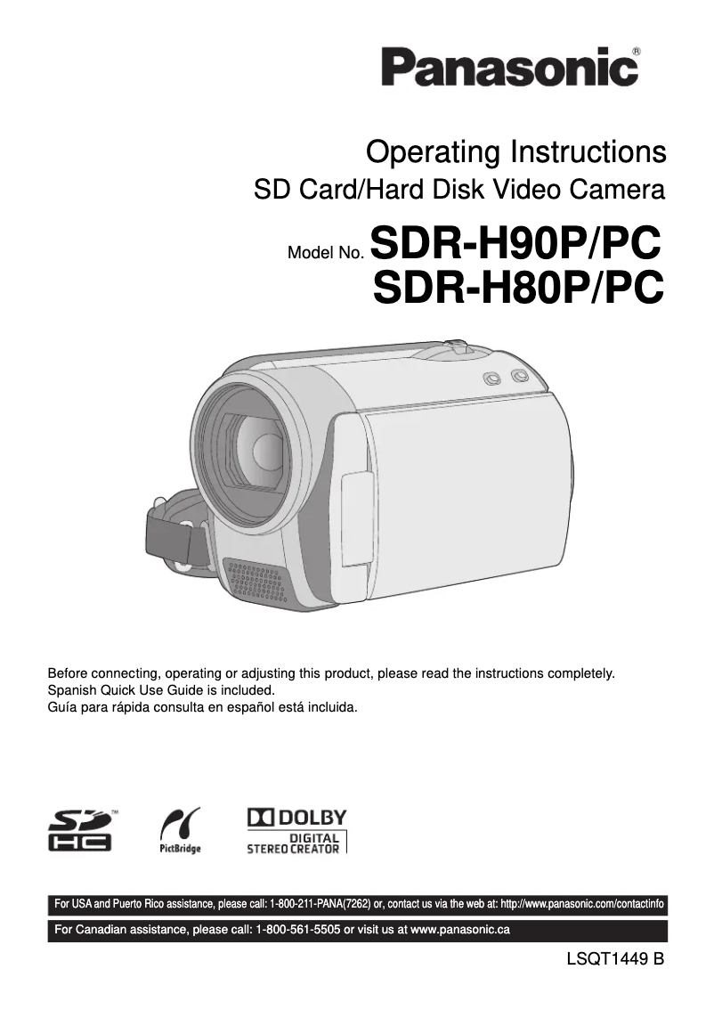 First page image of the manual for SDR-H80P