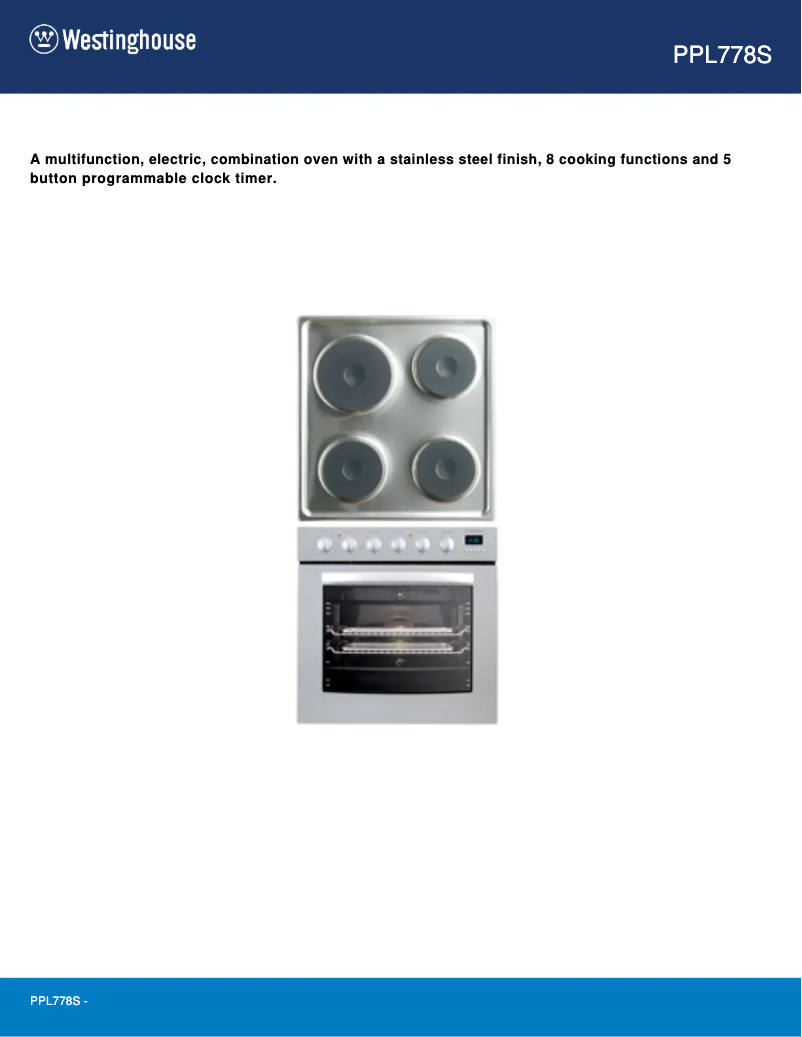 First page image of the manual for PPL778S