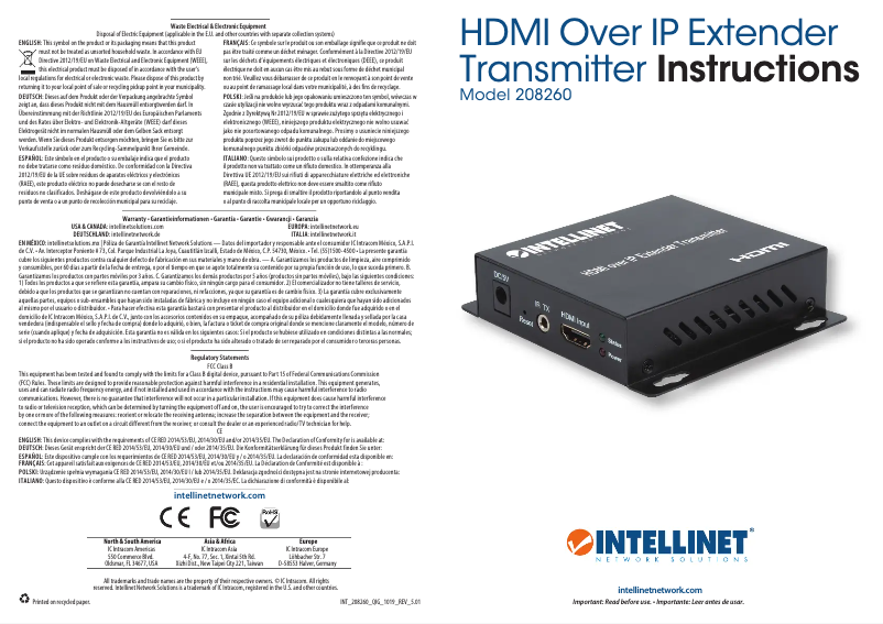 Page 1 of the manual User Manual Intellinet 208260