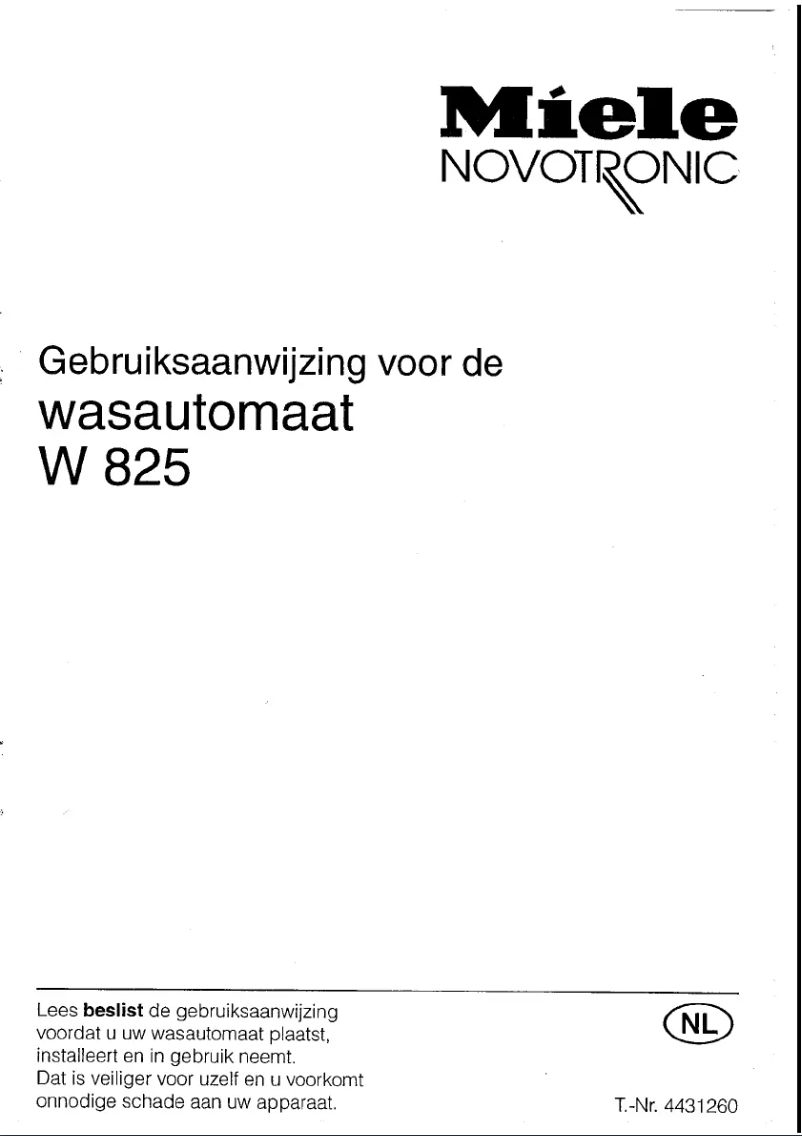 Page 1 of the manual User Manual Miele Novotronic W 825