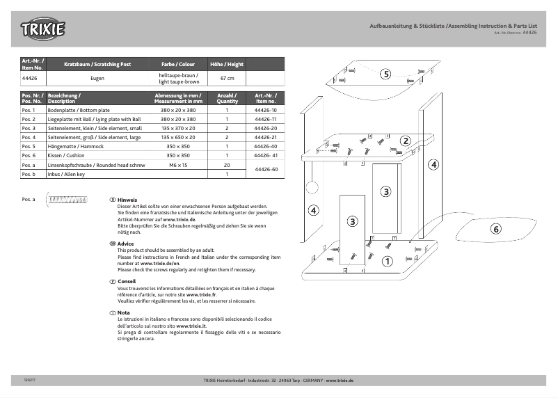 First page image of the manual for 44426