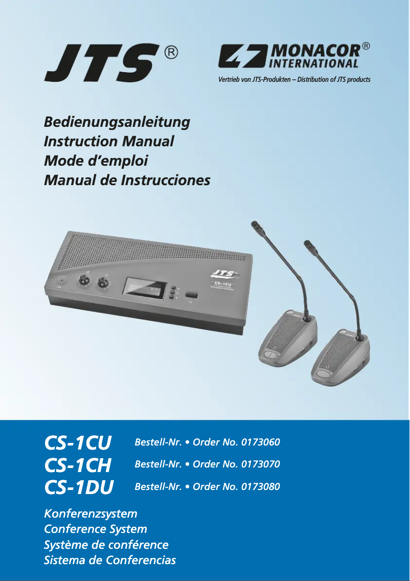 Page 1 of the manual User Manual Monacor CS-1CU