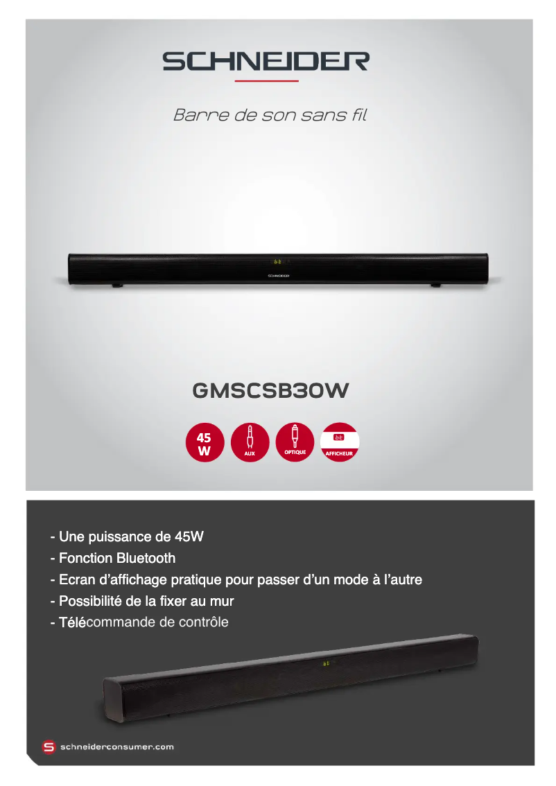 Image de la première page du manuel de l'appareil GMSCSB30W