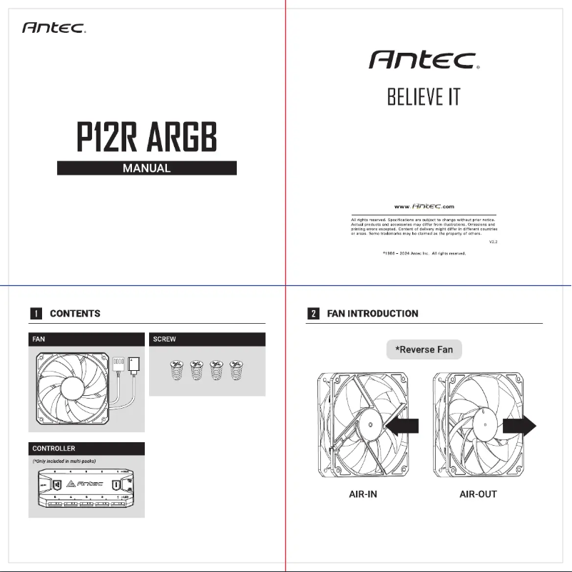 Image de la première page du manuel de l'appareil P12R ARGB