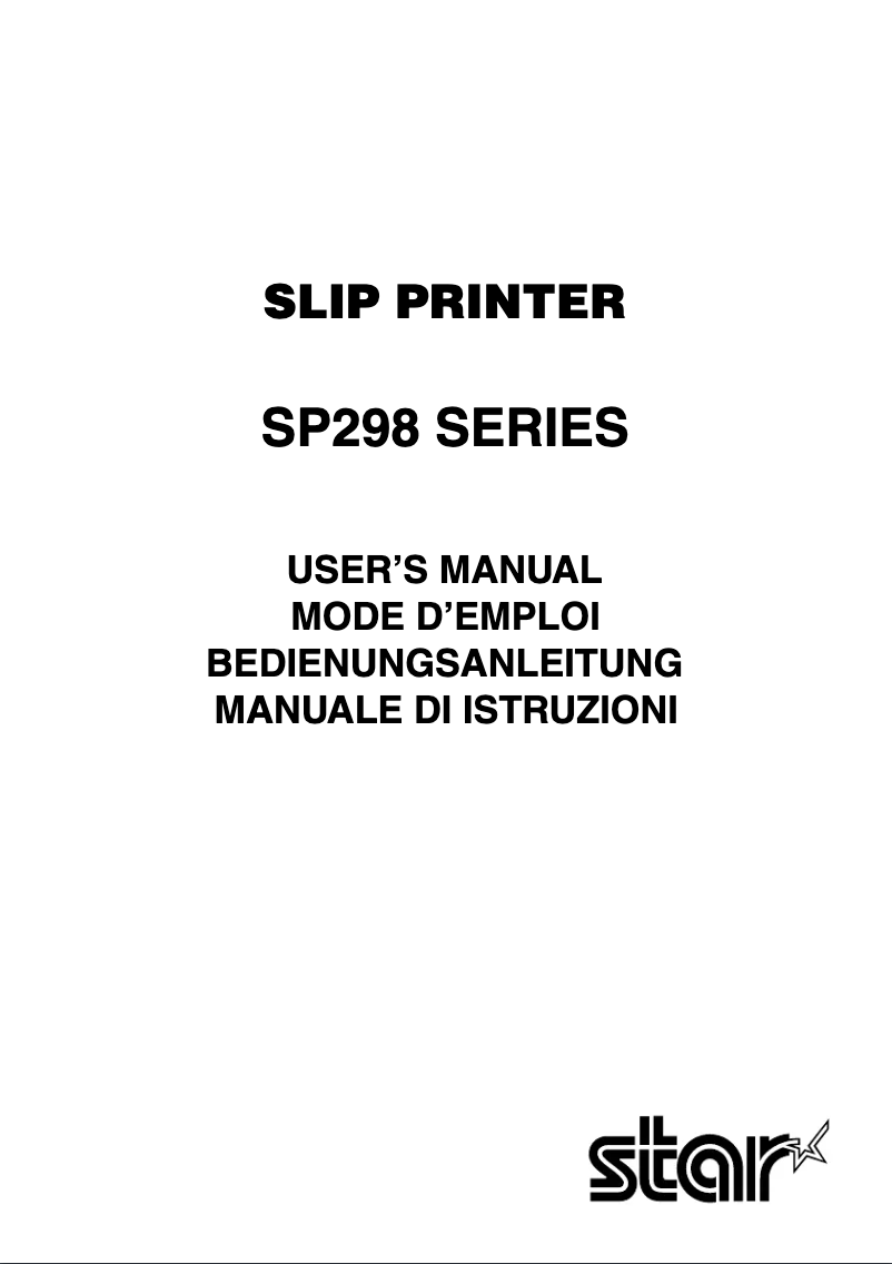 First page image of the manual for SP298