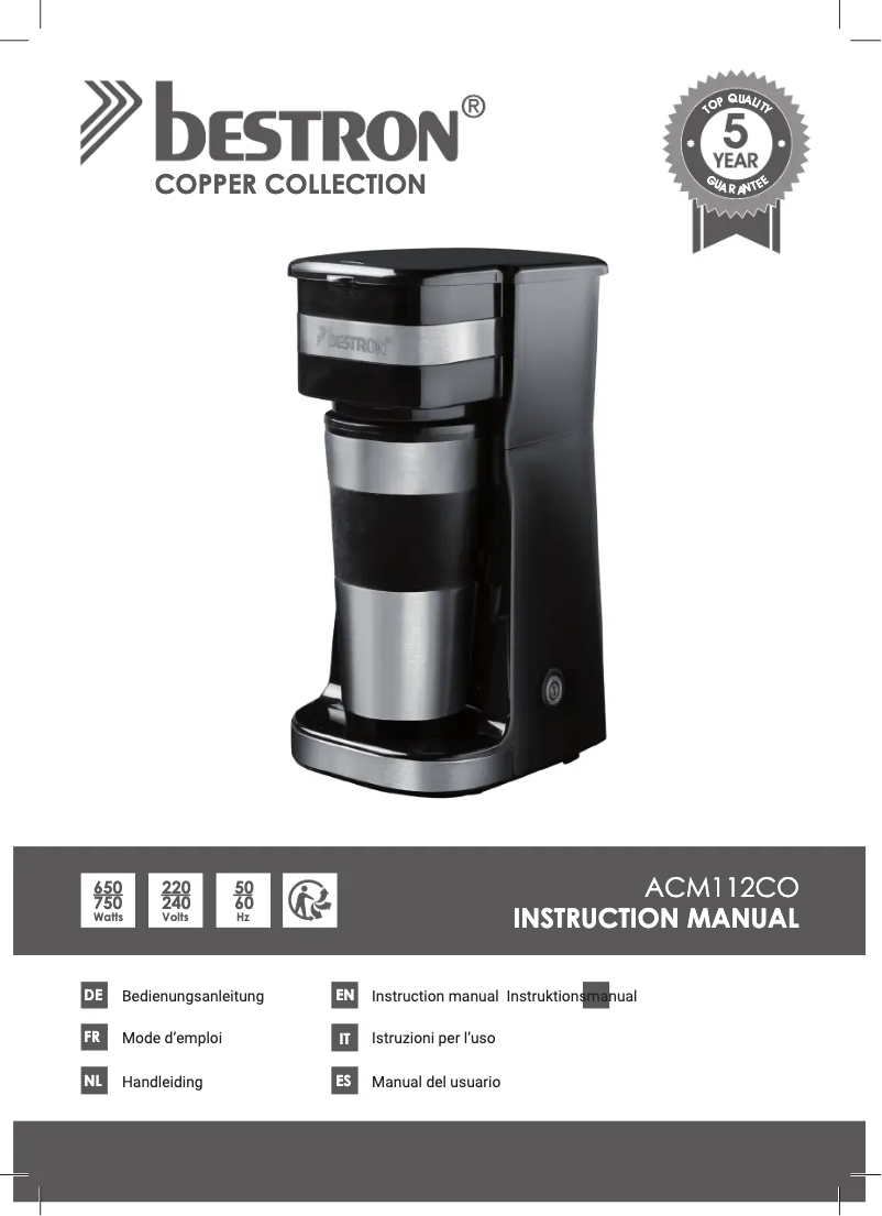 Page 1 of the manual User Manual Bestron ACM112CO