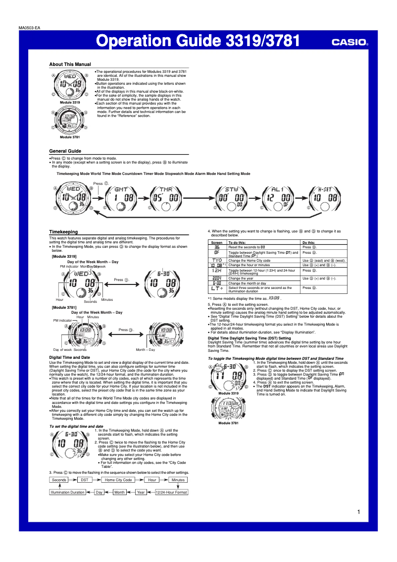 First page image of the manual for 3319