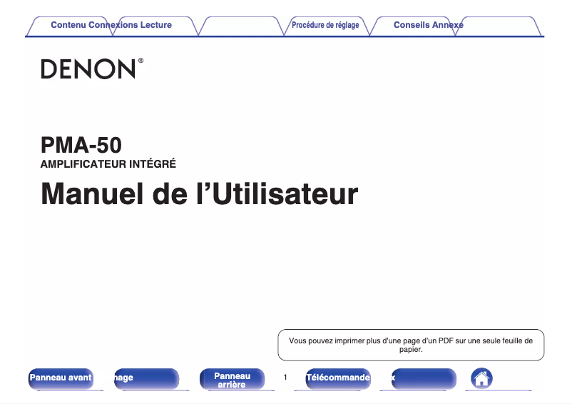 Page 1 of the manual User Manual Denon PMA-50
