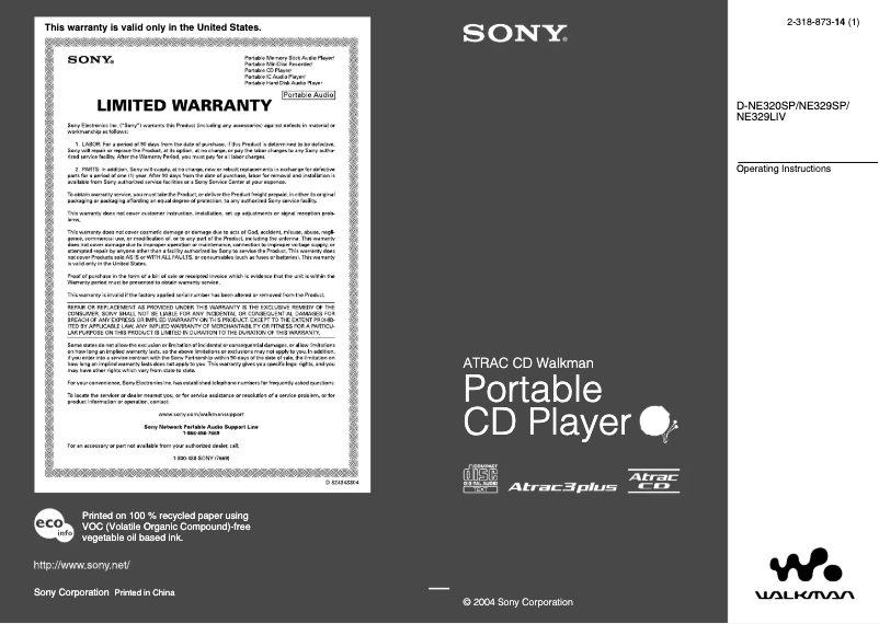 Page 1 of the manual User Manual Sony D-NE329LIV