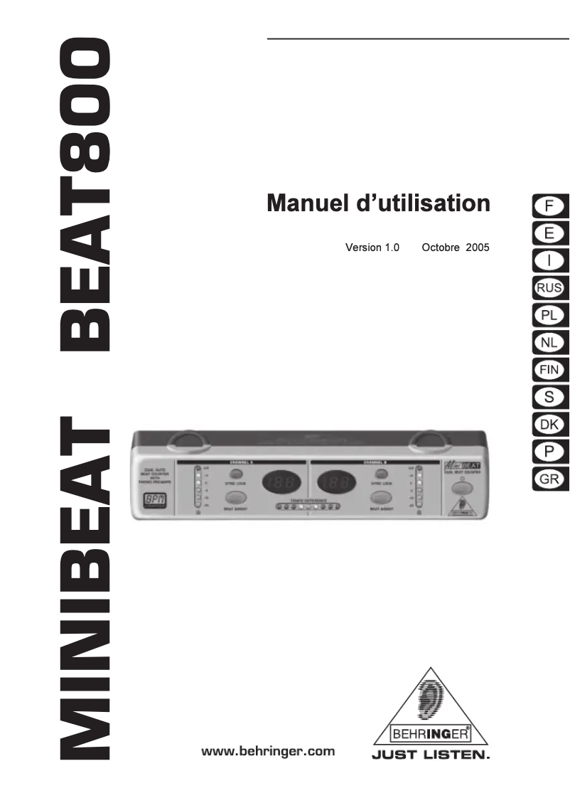 First page image of the manual for Minibeat BEAT800