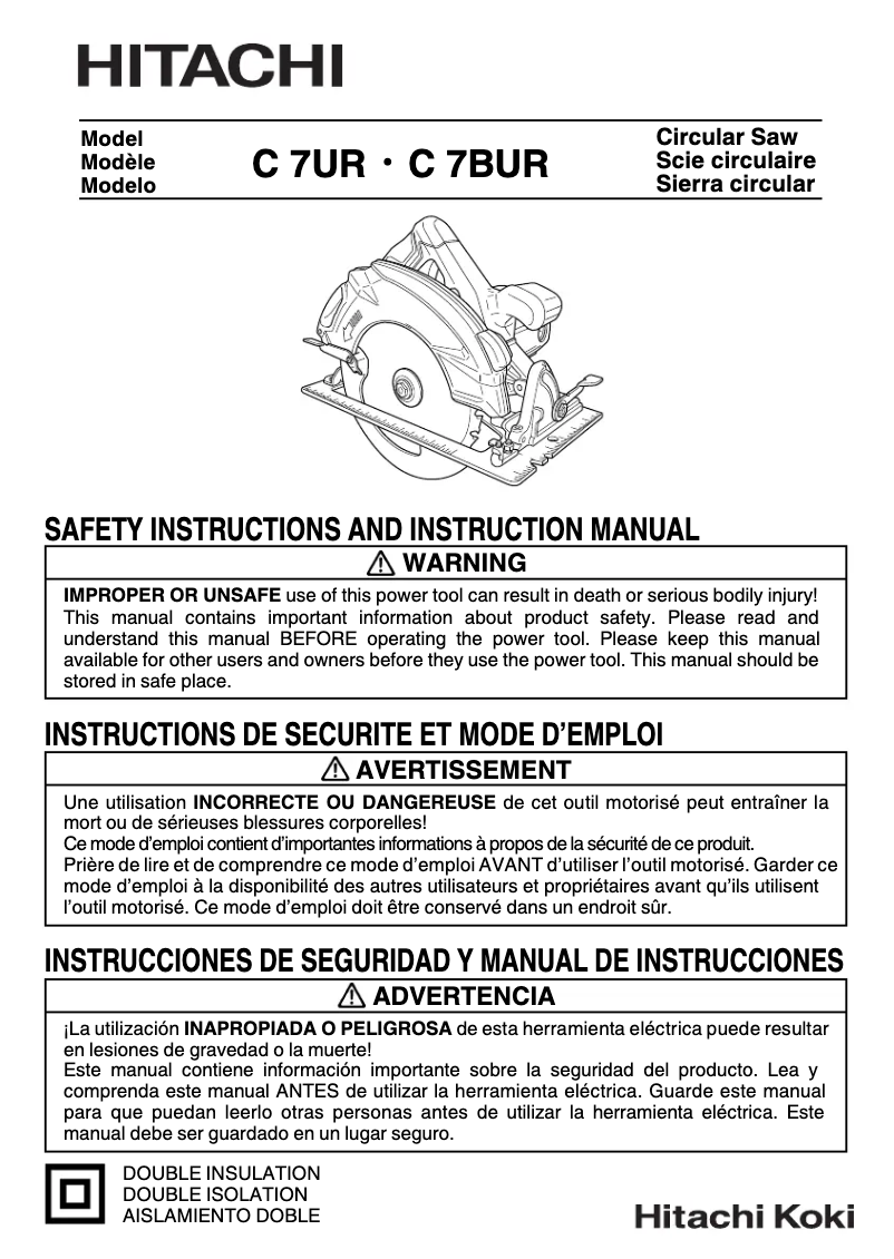 Page 1 of the manual User Manual Hitachi C7UR