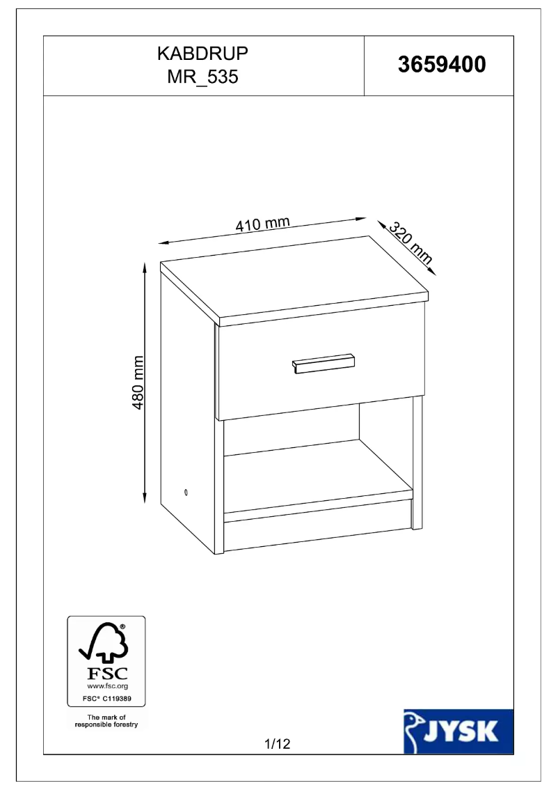 First page image of the manual for Kabdrup