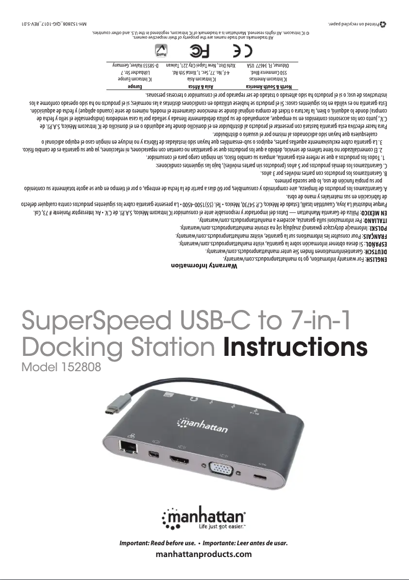 First page image of the manual for 152808