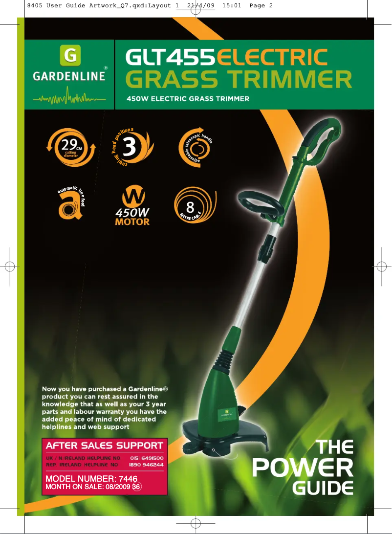 First page image of the manual for GLT 455