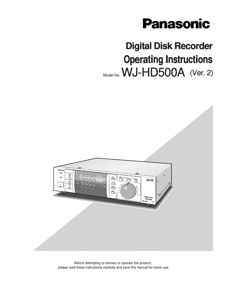 First page image of the manual for WJ-HD500A