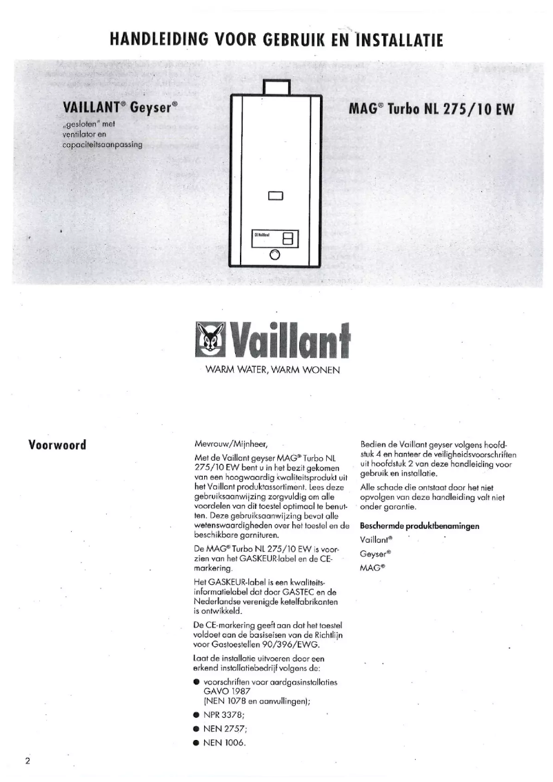 First page image of the manual for MAG turbo 275/10 EW