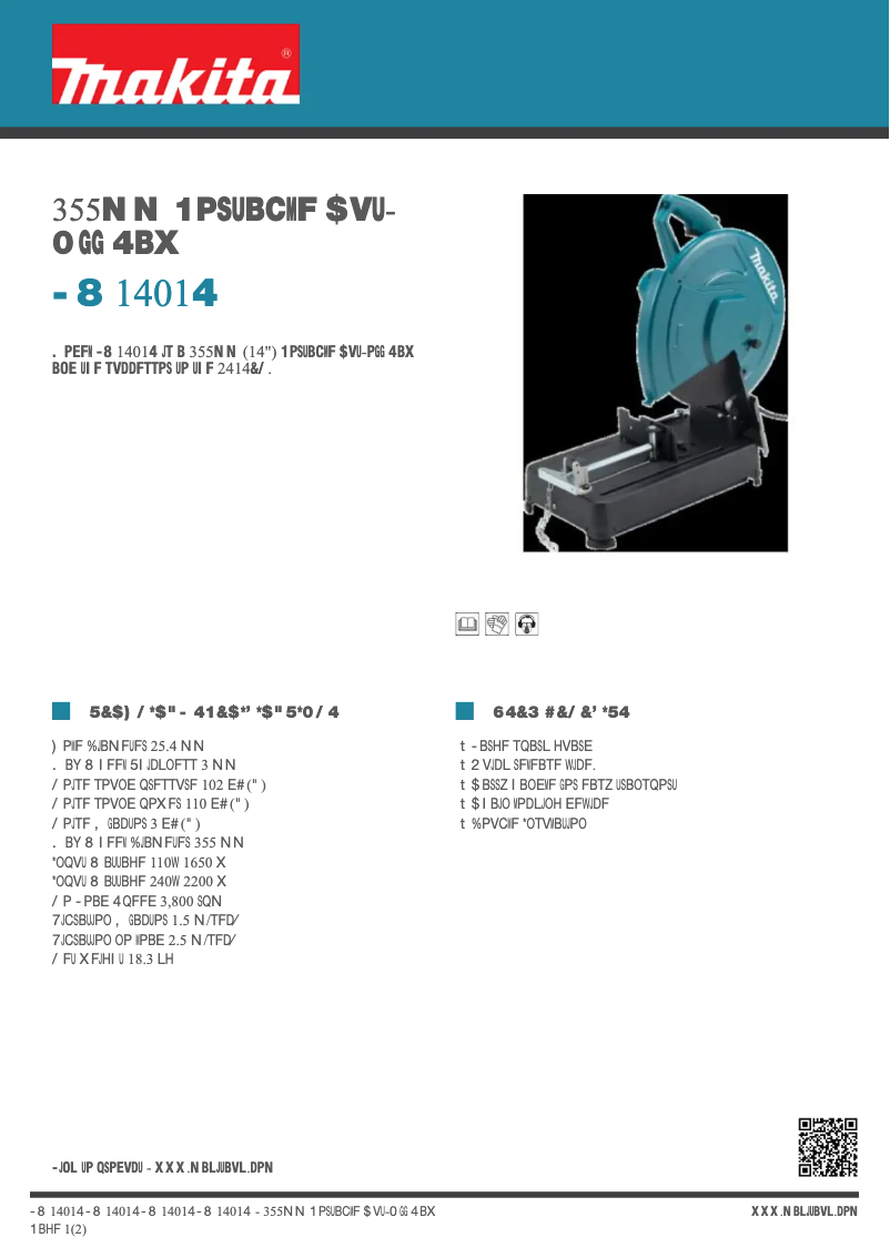 Page 1 of the manual Technical Sheet Makita LW1401S