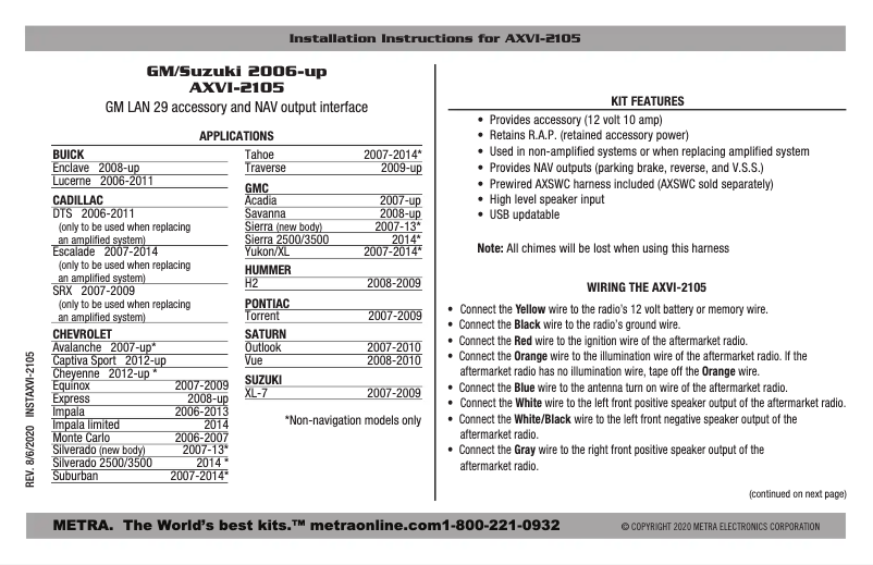 First page image of the manual for AXVI-2105