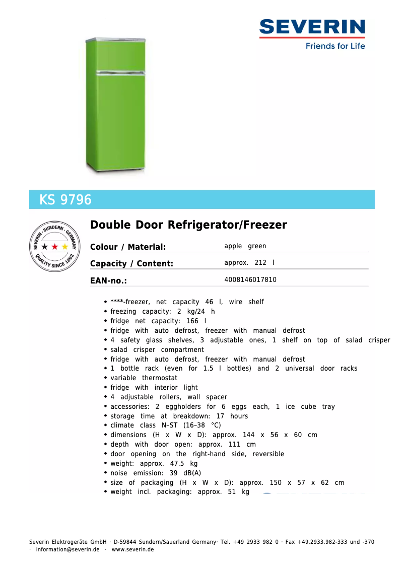 First page image of the manual for KS 9796